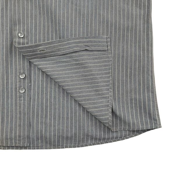 Hugo Boss Shirt Mens Large Gray Cotton Striped Long Sleeve Button Up Work Office - Picture 4 of 12